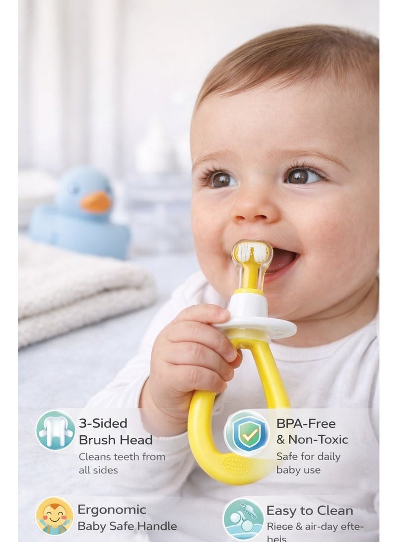 Turtees Baby Three-Sided Soft Bristle Toothbrush for Infants 6+ Months | BPA-Free Gentle Oral Care | Safety Stopper Design | Co-Designed with Child Dental Experts - Image 3